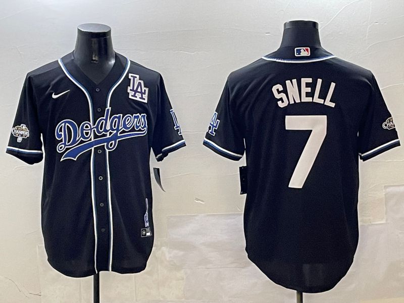 Men Los Angeles Dodgers 7 Snell Black Fashion Game 2025 Nike MLB Jersey style 3064